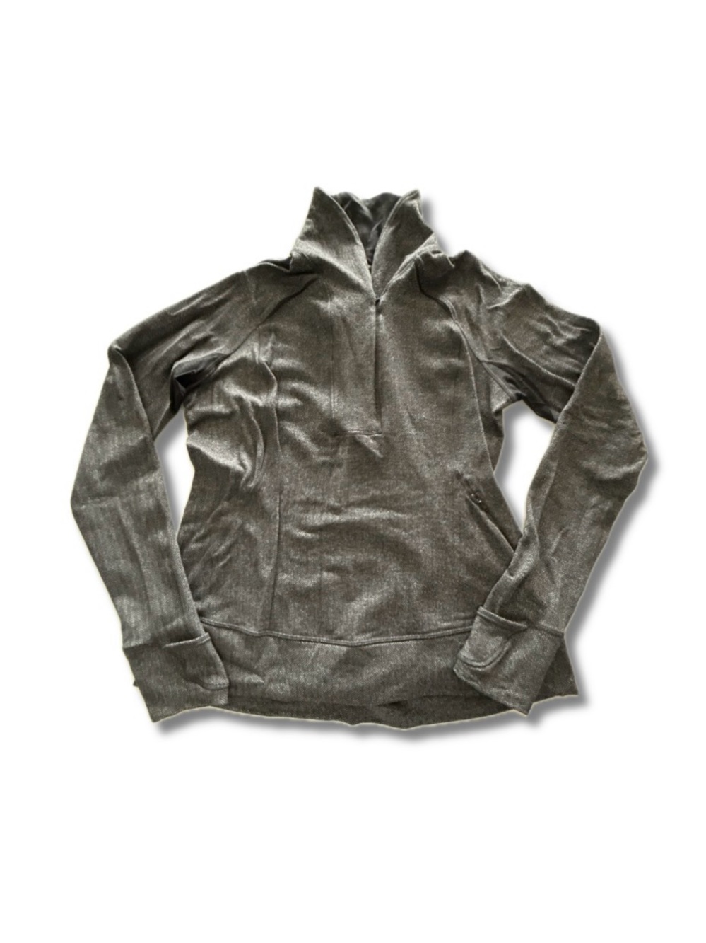 Lululemon Runderful Long Sleeve Shirt Heathered Herringbone Black Grey Size 12